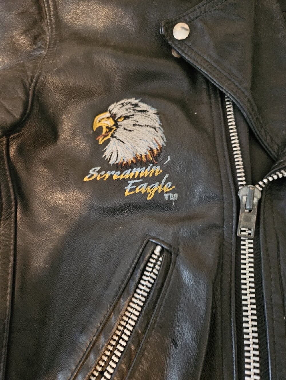 Vintage Screaming Eagle Leather Bomber Jacket - Picture 5 of 16